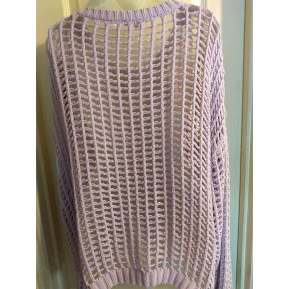 Veveret Top Open Knit Crochet Lavender Sz L Beach Boho Fairy - Picture 5 of 10
